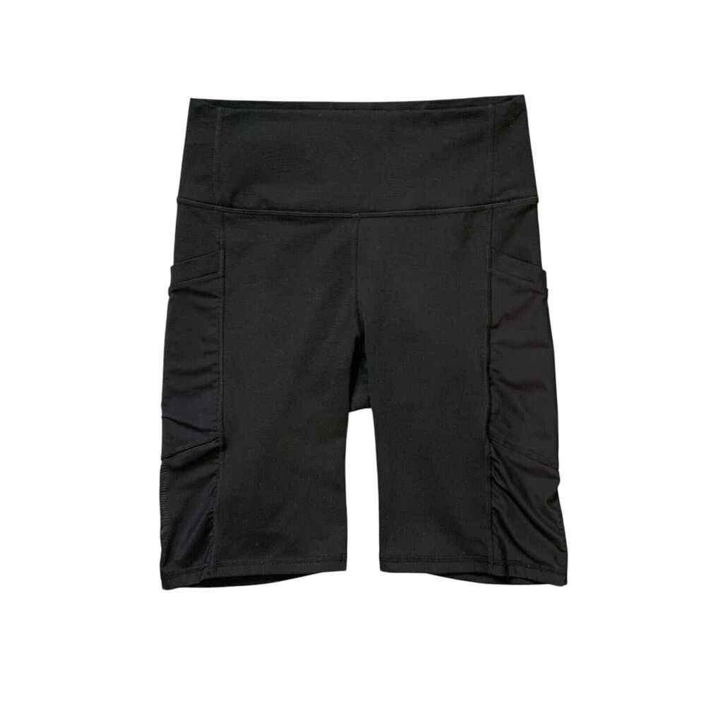 Fabletics Powerhold Shorts Womens XS Extra Small Black Mid Rise Stash Pockets